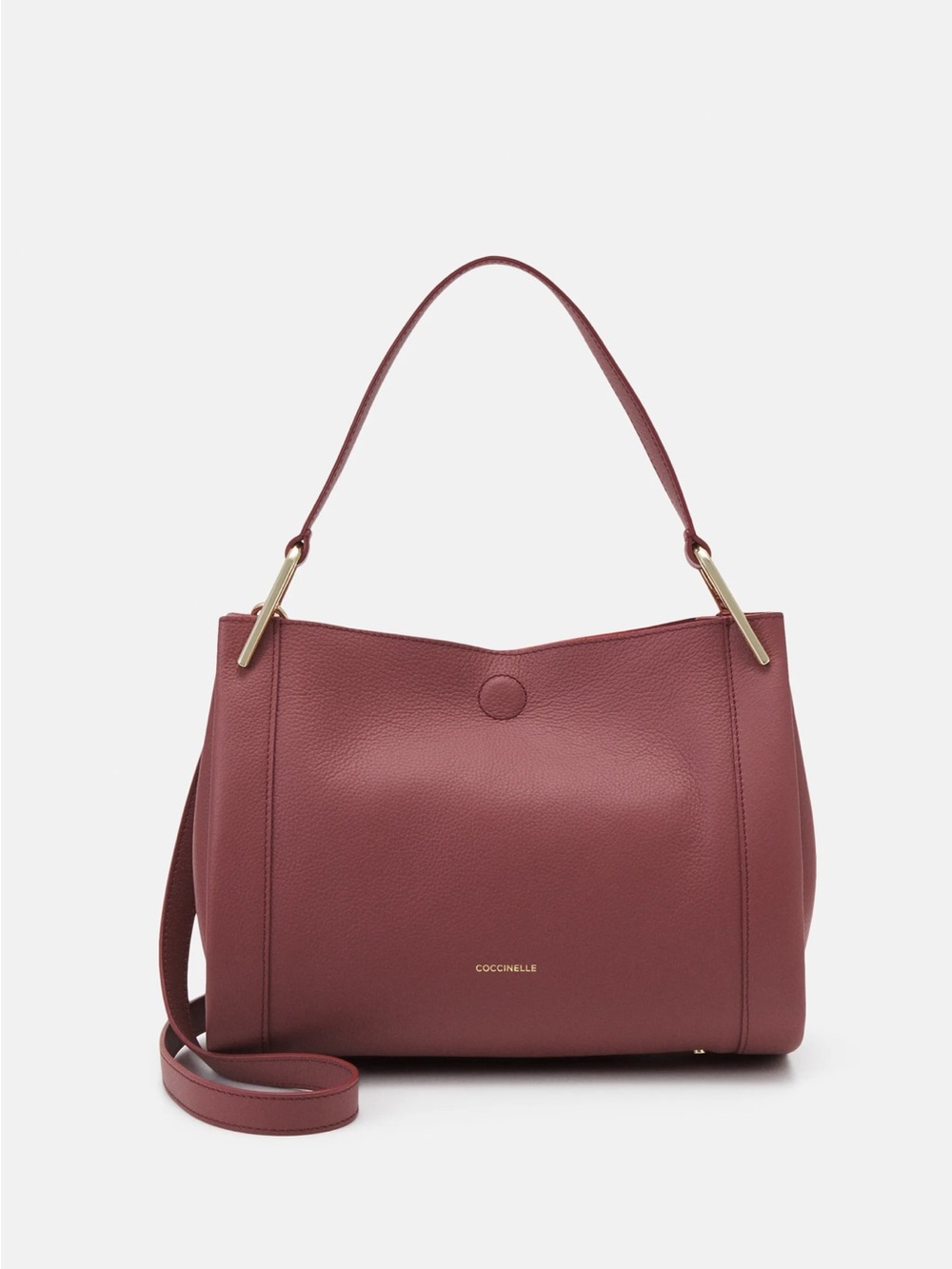 Coccinelle Pebbled Italian Leather Shoulder Bag in Bordeaux NWT